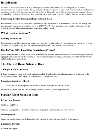 Discovering Hidden Treasures: Room Salons in Ilsan