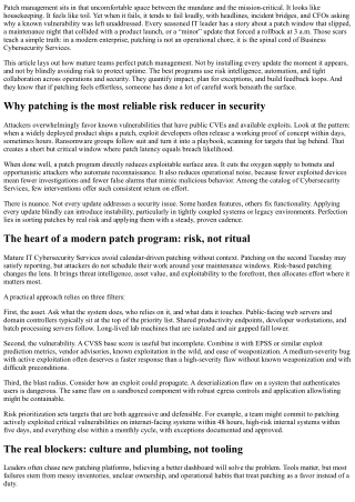 Patch Management Perfected: Core IT Cybersecurity Services