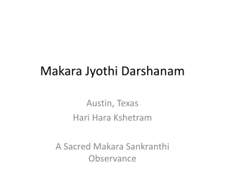 Makara Jyothi Darshanam Austin Texas | Hari Hara Kshetram