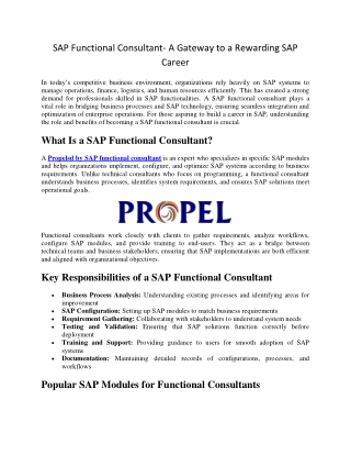 SAP Functional Consultant- A Gateway to a Rewarding SAP Career