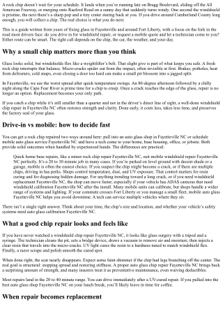 Rock Chip Repair Fayetteville NC: Drive-In or Mobile Quote
