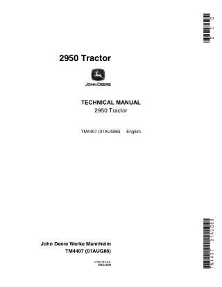 JOHN DEERE 2950 TRACTOR Service Repair Manual Instant Download