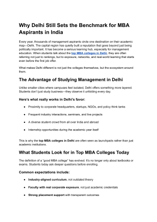Why Delhi Still Sets the Benchmark for MBA Aspirants in India