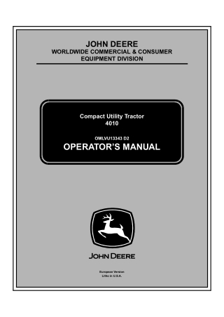 John Deere 4010 Compact Utility Tractor Operator’s Manual Instant Download (PIN110001-) (Publication No. omlvu13343)