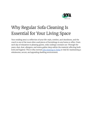 Why Regular Sofa Cleaning Is Essential for Your Living Space