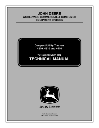 John Deere 4210 4310 4410 Compact Utility Tractor Service Repair Manual Instant Download