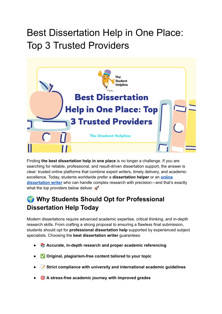 PPT - Best Dissertation Help in One Place_ Top 3 Trusted Providers ...