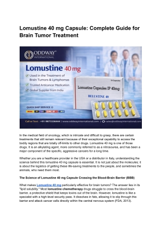 Lomustine 40 mg Capsule_ Complete Guide for Brain Tumor Treatment