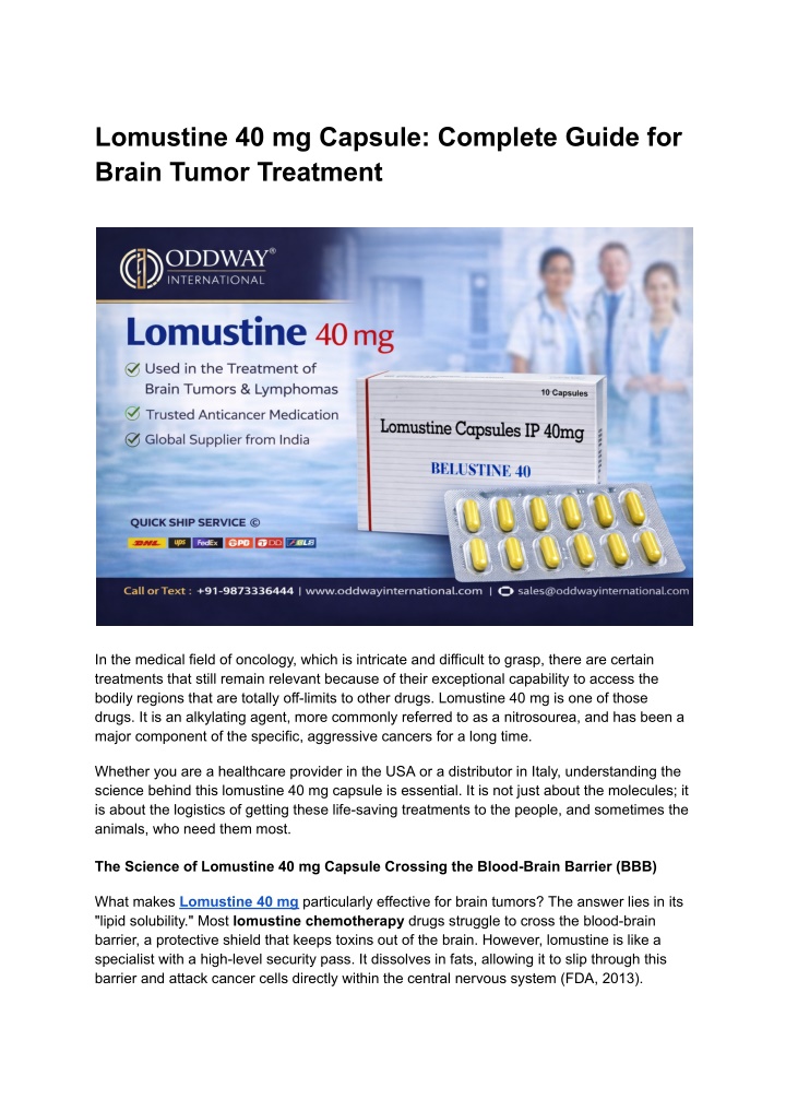 PPT - Lomustine 40 mg Capsule_ Complete Guide for Brain Tumor Treatment ...