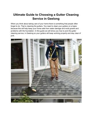 Ultimate Guide to Choosing a Gutter Cleaning Service in Geelong