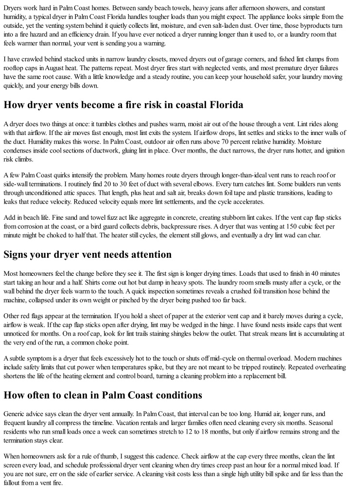 PPT - Prevent Dryer Fires: Essential Dryer Vent Cleaning Tips for Palm ...