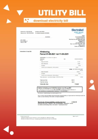 Belgium Electrabel electricity utility bill word pdf