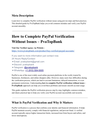 3. Buy New & Aged Verified PayPal Accounts from PvaTopBank