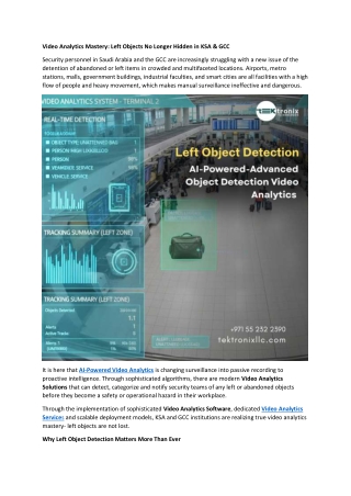 Video Analytics Mastery - Left Objects No Longer Hidden in KSA & GCC