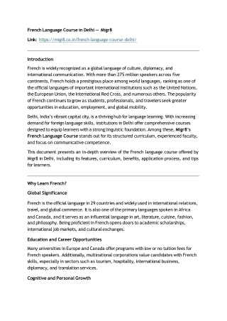 French Language Course in Delhi