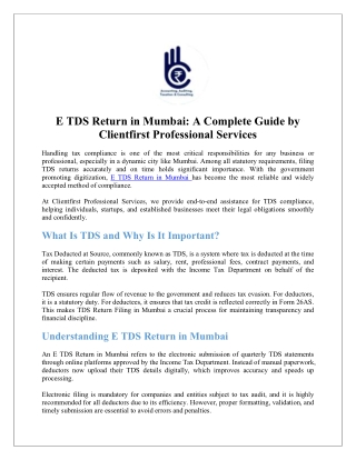 File TDS Return Online in Mumbai | Simple, Secure & Hassle-Free