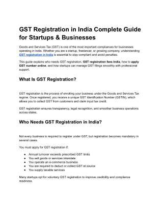 GST Registration in India Complete Guide for Startups & Businesses