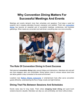 Why Convention Dining Matters For Successful Meetings And Events