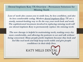 Dental Implants Katy TX Overview - Permanent Solutions for Missing Teeth