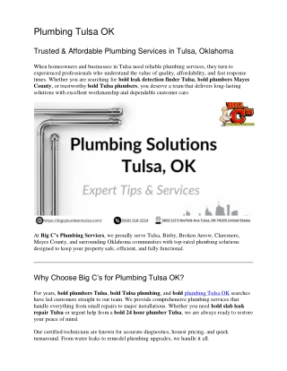 Plumbers in Tulsa OK