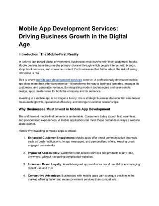 Mobile App Development Services