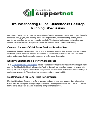 QuickBooks Desktop Performance Problems: Running Slow Fixes