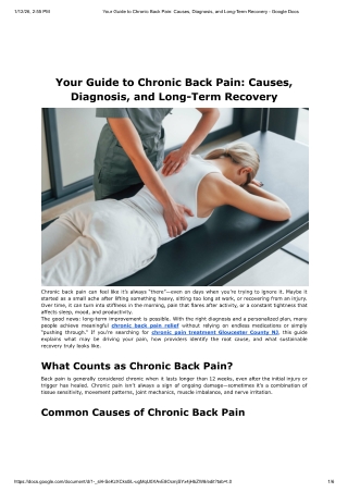 Your Guide to Chronic Back Pain: Causes, Diagnosis, and Long-Term Recovery