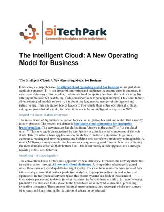Intelligent Cloud Operating Model for Business Transforming Enterprise Strategy