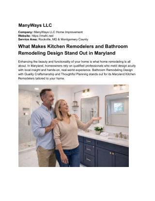Kitchen Remodelers and Bathroom Remodeling Company in Rockville, MD