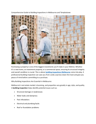 Comprehensive Guide to Building Inspections in Melbourne and Templestowe