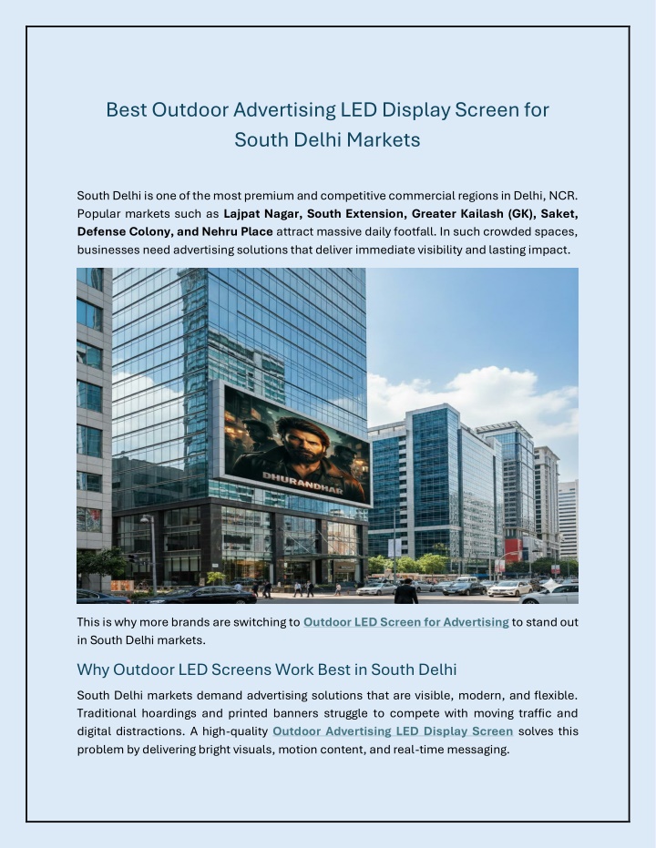 PPT - Best Outdoor Advertising LED Display Screen for South Delhi ...