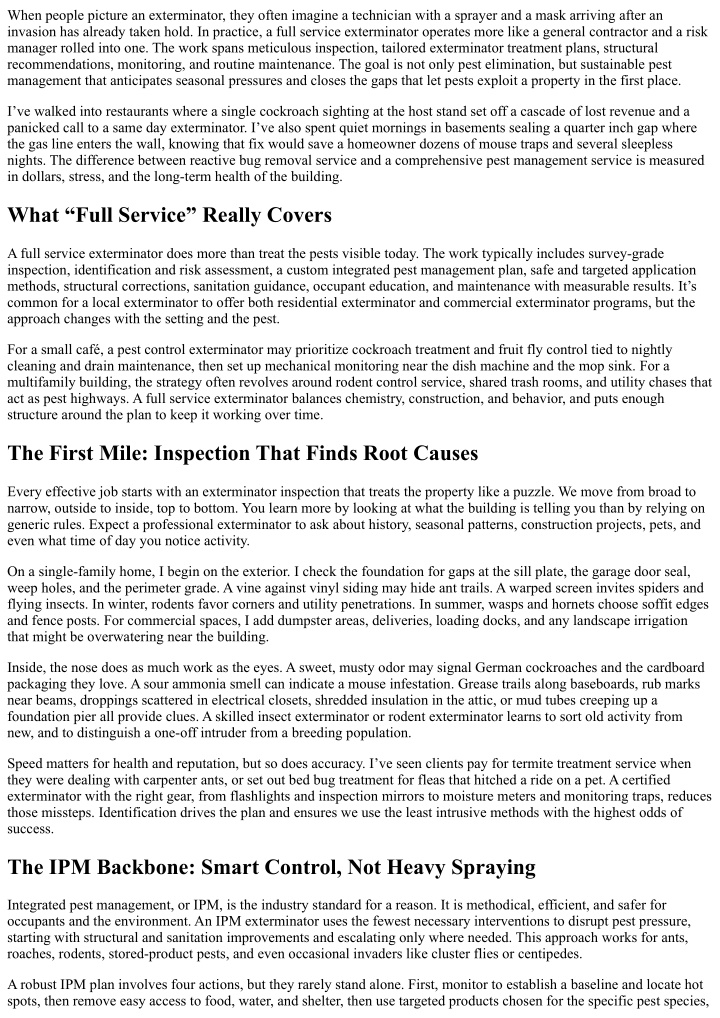 PPT - Full Service Exterminator: From Inspection to Maintenance ...