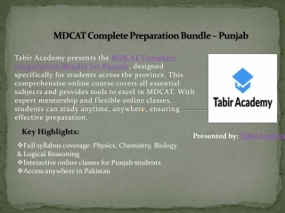 MDCAT Punjab Complete Online Preparation Tabir Academy