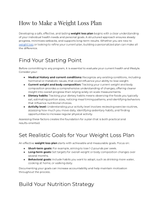 How to make a weight loss plan