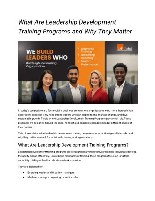 What Are Leadership Development Training Programs and Why They Matter