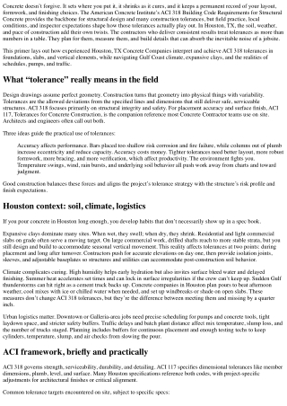 ACI 318 Tolerances and Construction Practices: Houston Concrete Companies’ Prime