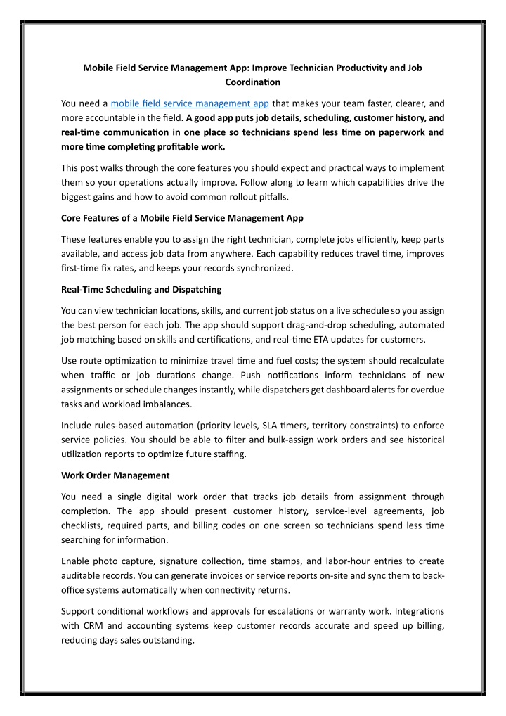 PPT - Mobile Field Service Management App Improve Technician ...