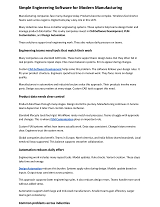 Simple Engineering Software for Modern Manufacturing