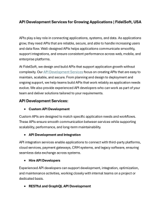 API Development Services for Growing Applications