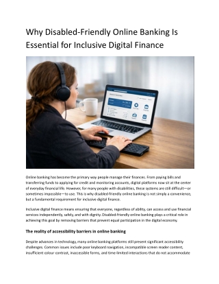 Why Disabled-Friendly Online Banking Is Essential for Inclusive Digital Finance