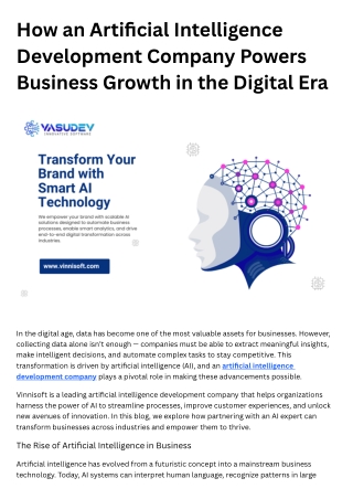 How an Artificial Intelligence Development Company Powers Business Growth in the Digital Era (1)
