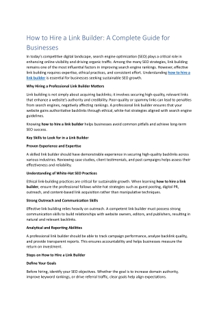 How to Hire a Link Builder