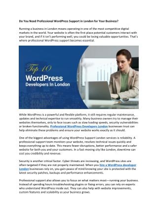Do You Need Professional WordPress Support in London for Your Business