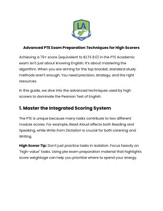 Mastering the PTE: High-Scorer Strategies