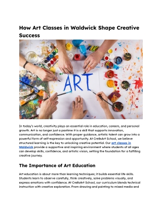 How Art Classes in Waldwick Shape Creative Success
