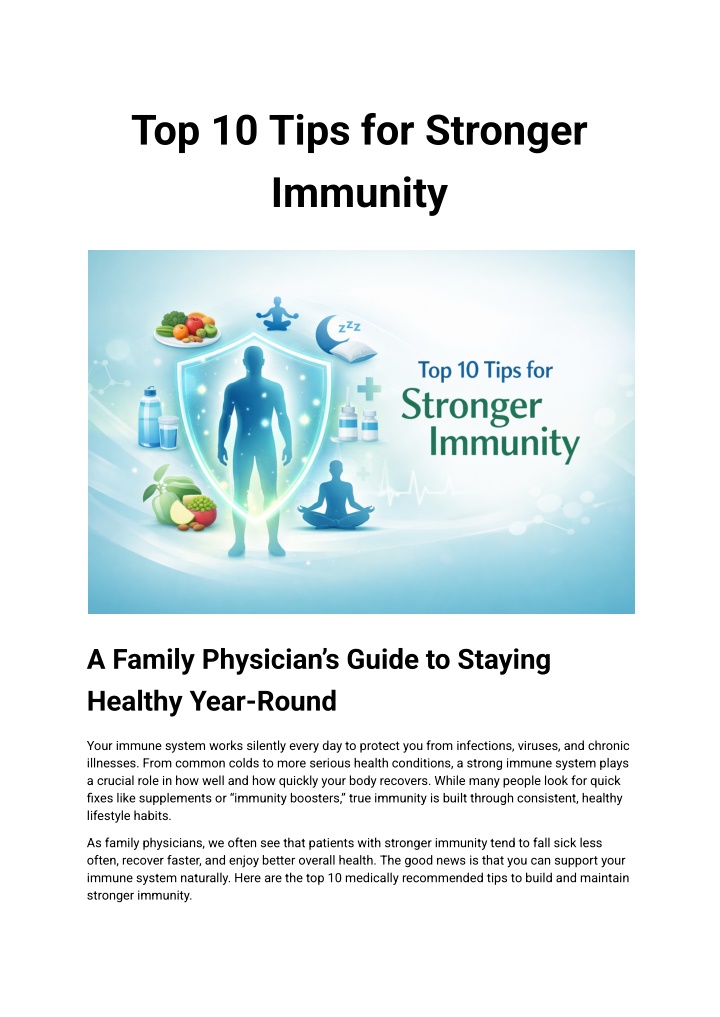 PPT - Top 10 Tips for Stronger Immunity A Family Physician’s Guide to ...