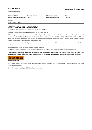 VOLVO EC210C N EC210CN EXCAVATOR Service Repair Manual Instant Download