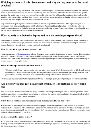 What Defensive Matchups Reveal About Persistent Defensive Lapses