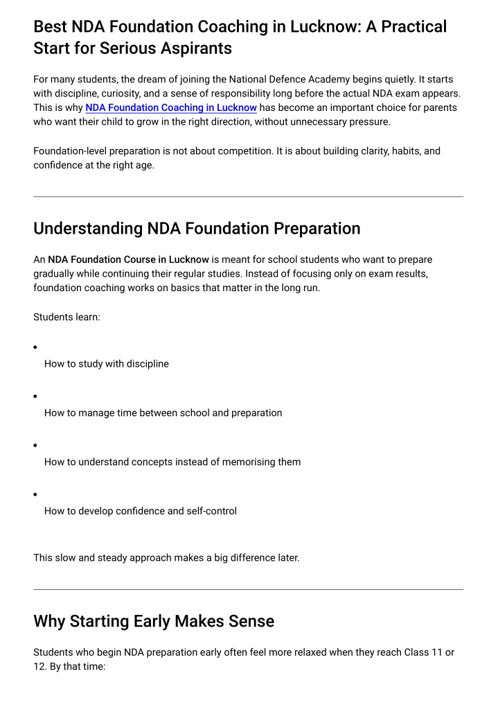 PPT - Best NDA Foundation Coaching in Lucknow A Practical Start for ...