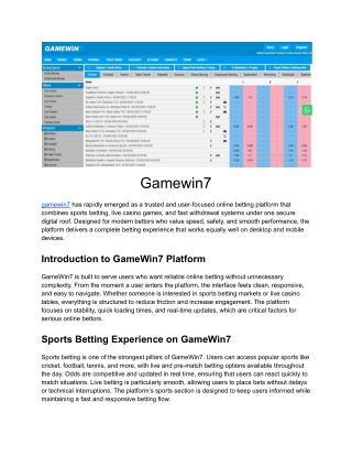 Gamewin7